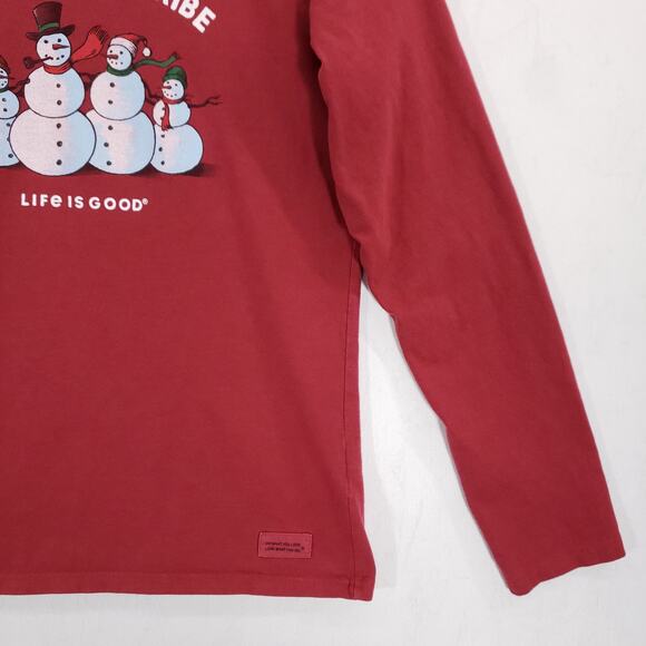 Life Is Good Shirt Womens Extra Small Red Snowman Good Vibe Tribe Crusher Tee - Picture 4 of 12